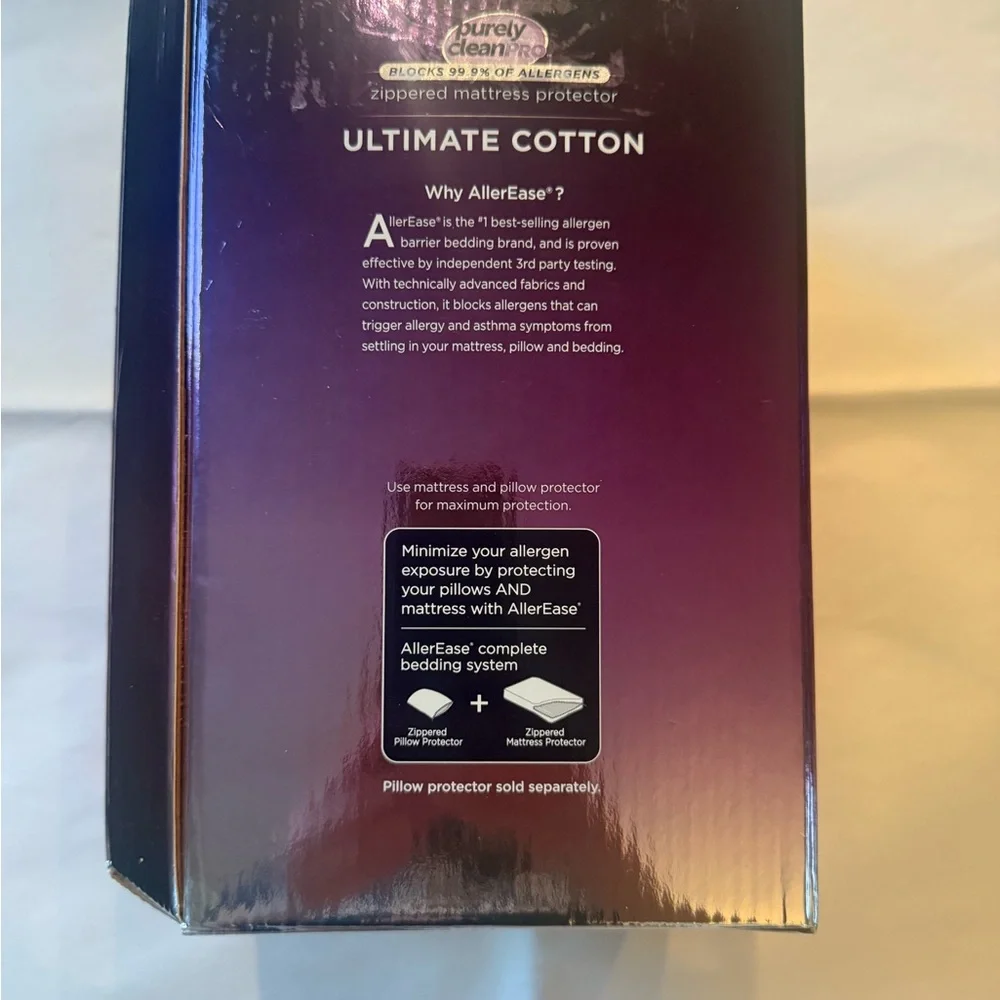 NWT "allerease" Zippered Matress Protector King Size, Blocks 99.9% of Allergens - Picture 10 of 11